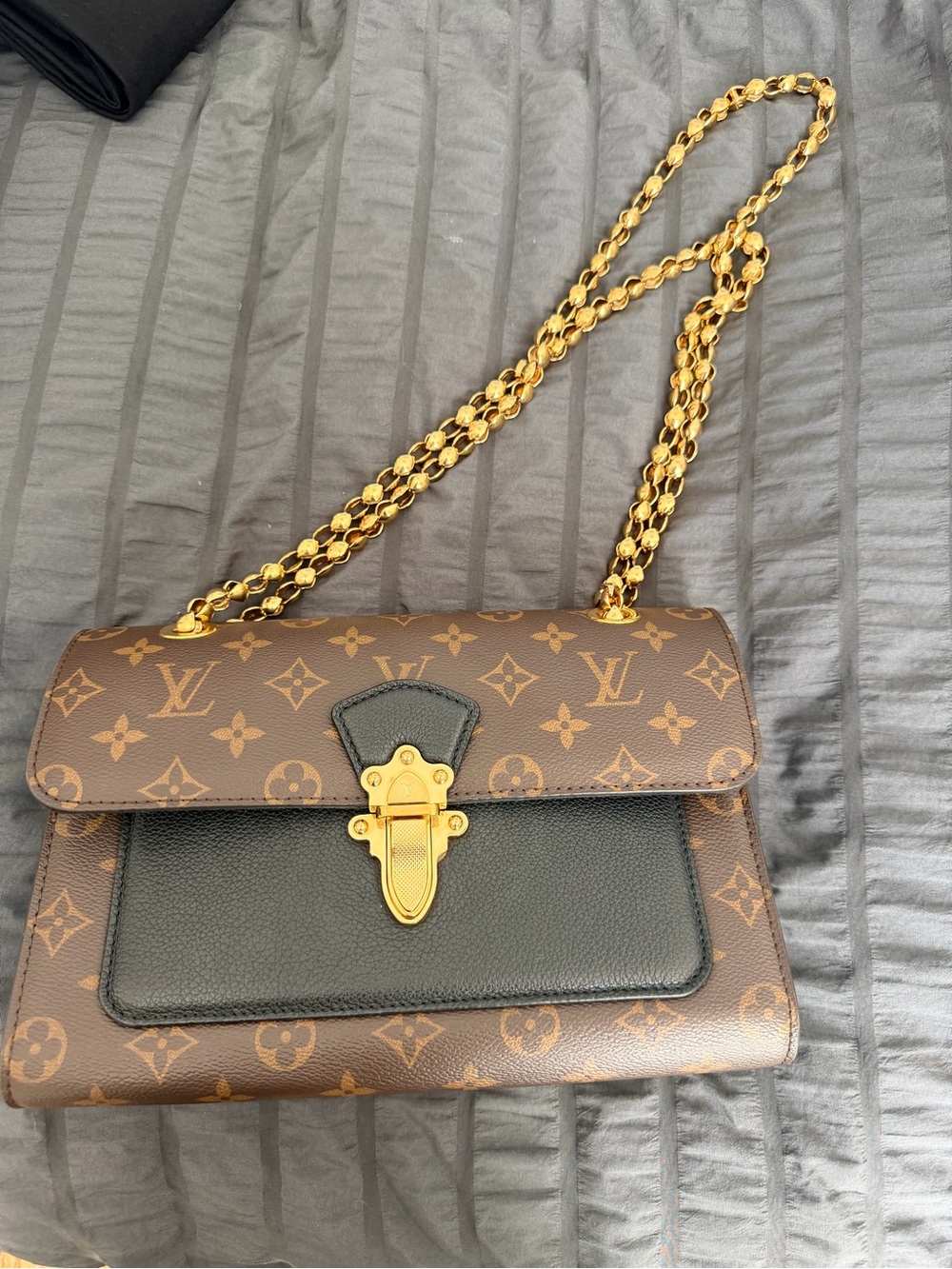 Louis Vuitton Monogram Canvas Shoulder Bag in Brown & Black with Gold Hardware - Picture 10 of 14